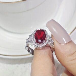 Simulated Diamond & Ruby Ring